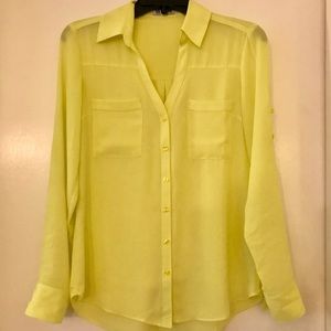 Lime Green/Yellow Button Up Blouse
